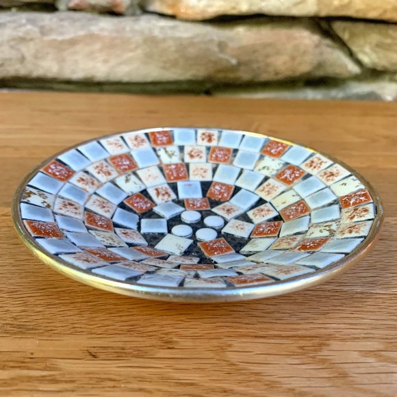 VTG Mosaic Tile Trinket Dish MCM Bowl Retro 60s 70s Jewelry Handcrafted Boho. - Picture 1 of 5